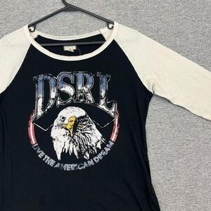 Denim &‎ Supply Ralph Lauren Black Bald Eagle Live the American Dream Raglan Tee